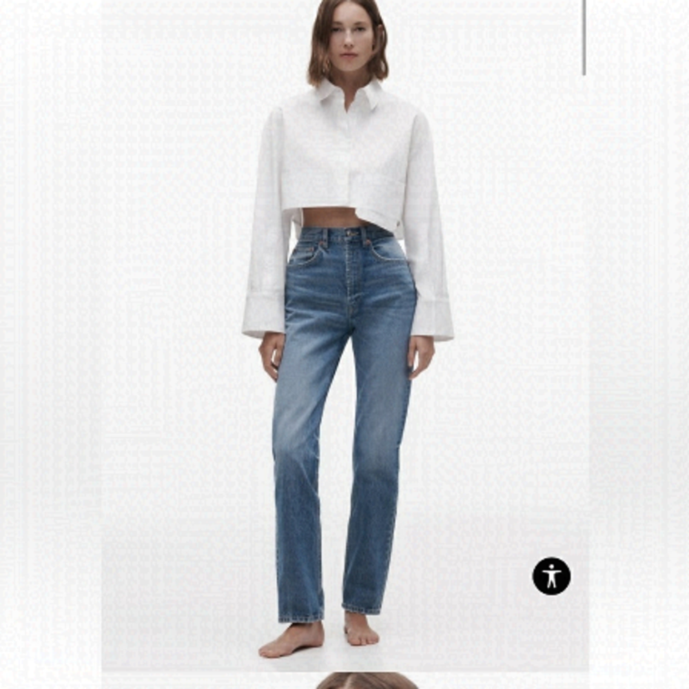 Zara HIGH RISE MOM JEANS DARK BLUE SZ US6
